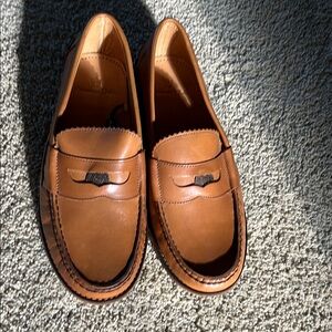 Massimo Dutti Tan Leather Loafers Moccasin Style
